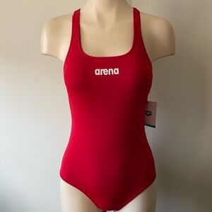 Arena Solid Swim Pro One Piece Bathing Suit Swimsuit Red Size 34 NWT
